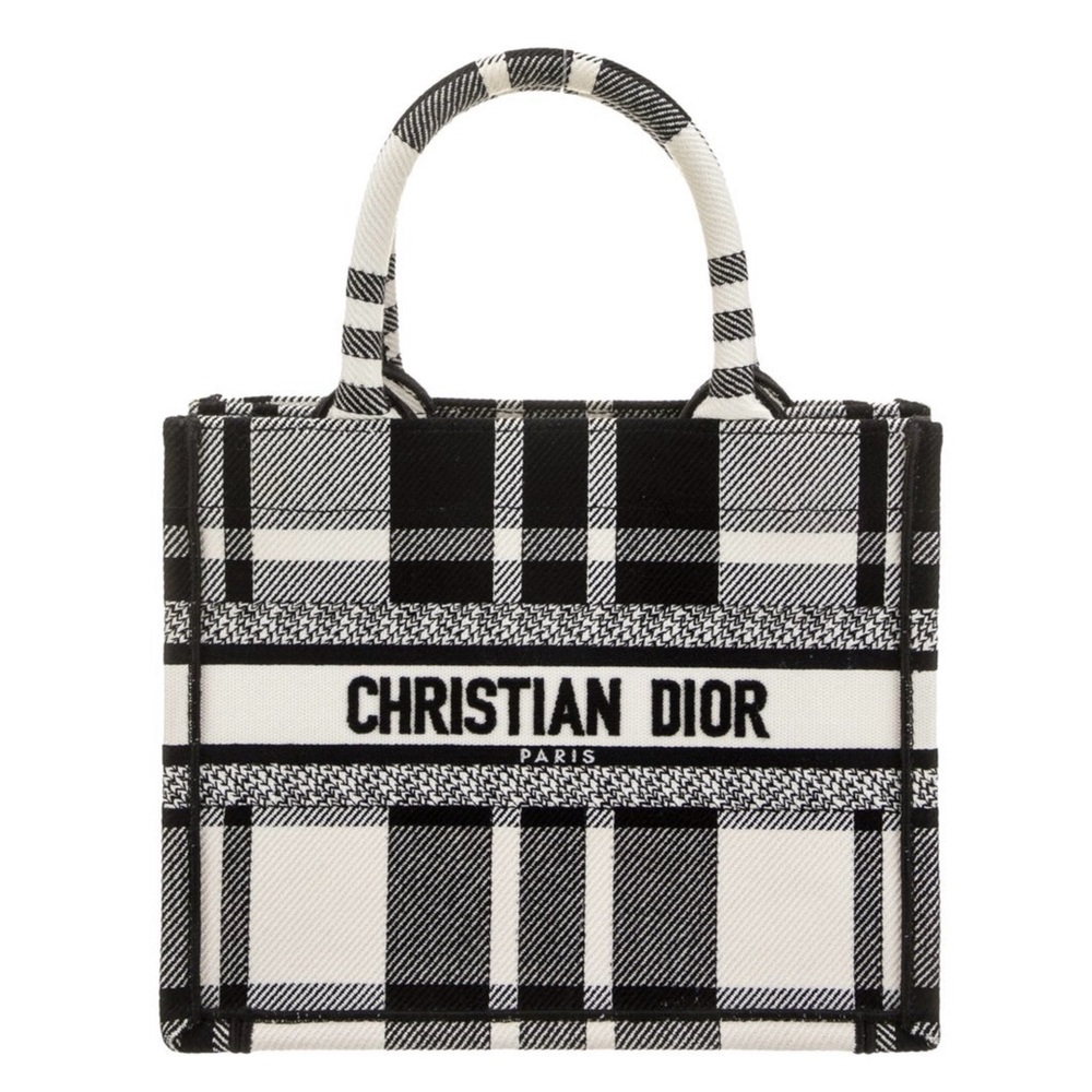 Christian Dior black and white plaid small book tote Excellent condition!
